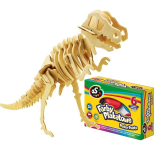 Puzzle 3D T-REX + farbki ZESTAW