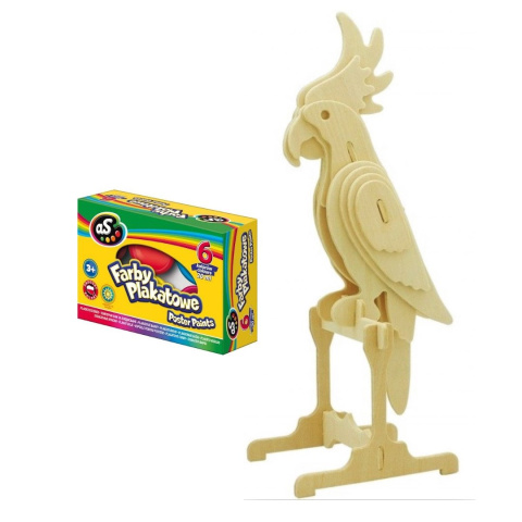 Puzzle 3D Papuga + farbki ZESTAW Puzzle 3D Papuga + farbki ZESTAW
