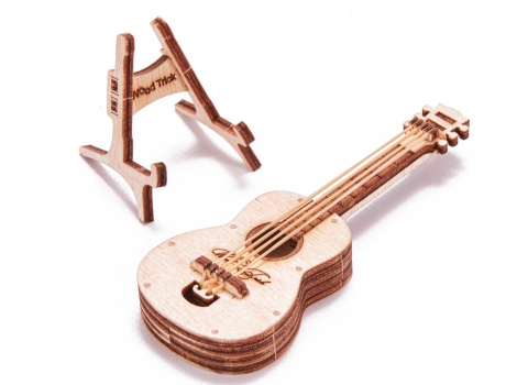 Puzzle 3D Gitara mini Wood Trick drewniana Puzzle 3D Gitara mini Wood Trick drewniana
