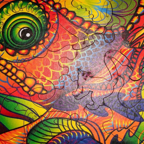 Puzzle drewniane układanki PREMIUM Kameleon
