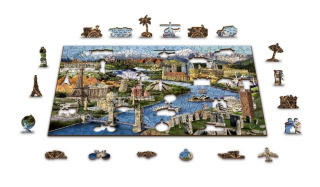 Puzzle drewniane układanki Atrakcje Świata rozmiar M