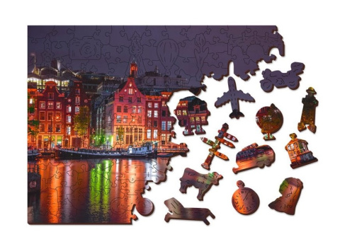 Puzzle drewniane układanki Nocne Miasto rozmiar L