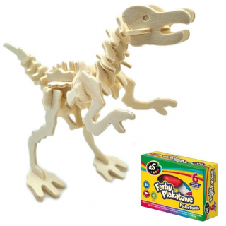 Puzzle 3D Dinozaur Ornithomimus + farbki ZESTAW