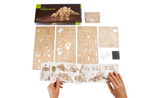 Puzzle 3D Dinozaur Stegozaur Ugears drewniany