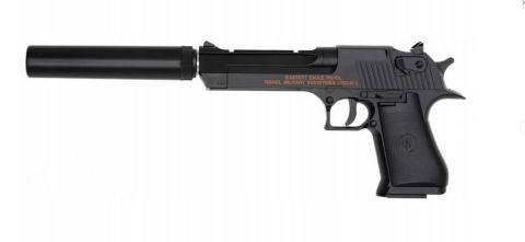 Pistolet na kulki typ Desert-Eagle z tłumikiem + granat 800 kulek Pistolet na kulki typ Desert-Eagle z tłumikiem + granat 800 kulek