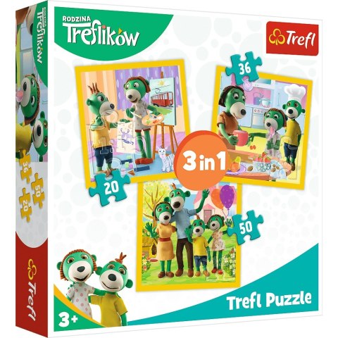 Puzzle 3w1 Rodzina Treflików Razem jest wesoło | Trefl Puzzle 3w1 Rodzina Treflików Razem jest wesoło | Trefl