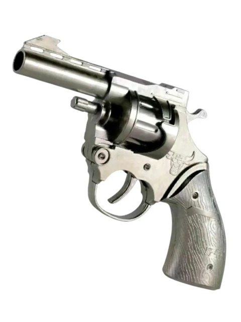 Rewolwer na kapiszony metalowy srebrny + amunicja