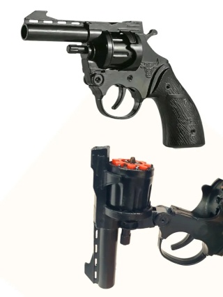 Rewolwer na kapiszony metalowy czarny + amunicja