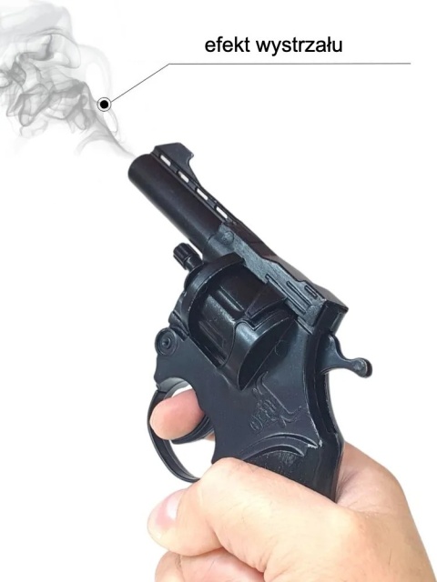 Rewolwer na kapiszony metalowy czarny + amunicja